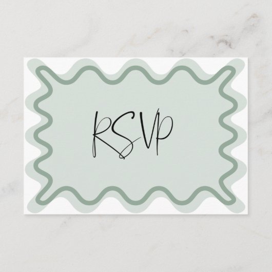 Sage Green Wavy Border RSVP-kaart Informatiekaartje (Achterkant)