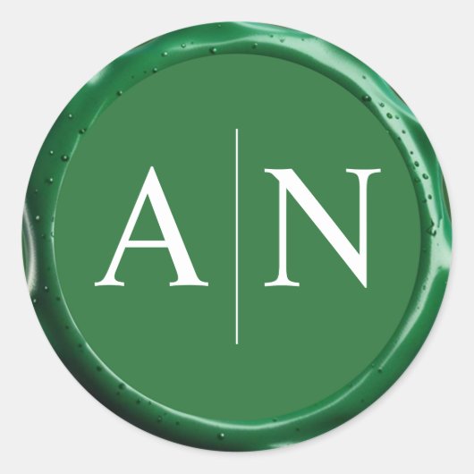 Sage Green Wax Seal Wedding Monogram Sticker (Voorkant)