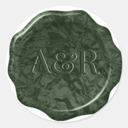 Sage Green Wax-zegel Sticker-monogram, Ronde Sticker (Voorkant)