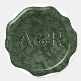 Sage Green Wax-zegel Sticker-monogram, Ronde Sticker