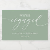 Sage Green We zijn Betoners van de Engagement Part Sparkling Wijnetiket (Enkel label)