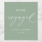Sage Green We zijn Betoners van de Engagement Part Wijn Etiket (Enkel label)