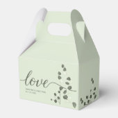 Sage green Weddenschap Love Script Eucalyptus Cust Bedankdoosjes (Achterkant)