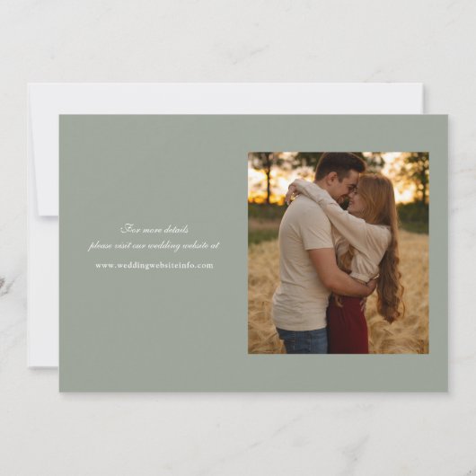 Sage Green Wedding 2 Foto Elegant Script Save The Date (Achterkant)