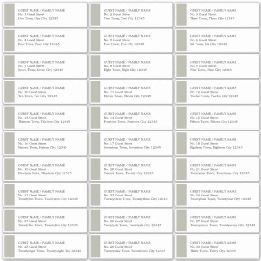 Sage Green Wedding 30 Guest Adresetiketten Sticker (Voorkant)