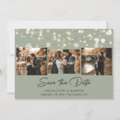 Sage Green Wedding 4 Foto Collage Save the Date (Voorkant)