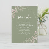 Sage Green Wedding Arch Foto Handwriting Inv Kaart (Staand voorkant)