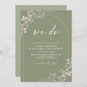 Sage Green Wedding Arch Foto Handwriting Inv Kaart (Voorkant / Achterkant)