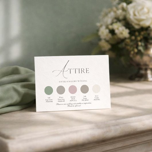 Sage Green Wedding Attire Card Kaart