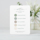 Sage Green Wedding Attire Color Palette Card  Kaart (Staand voorkant)