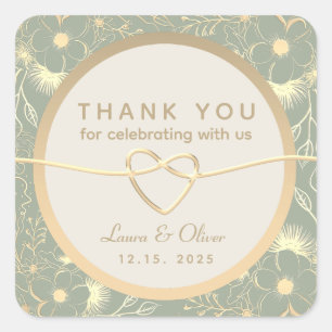 Sage Green Wedding Bedankt Vierkante Sticker