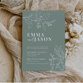 Sage Green Wedding Bloemenuitnodiging Kaart