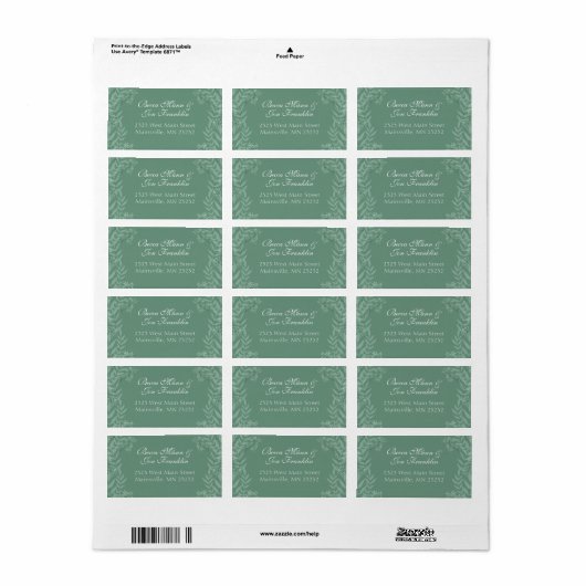 Sage Green Wedding  Botanical Address Label (Full Sheet)