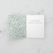 Sage Green Wedding  Botanical Bedankkaart (Binnen)