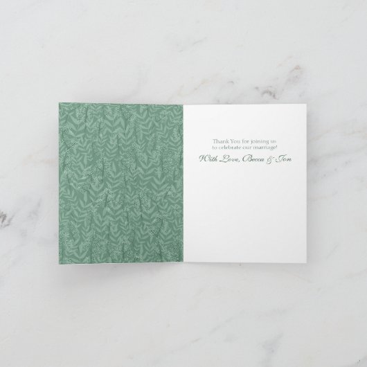 Sage Green Wedding  Botanical Bedankkaart (Binnen)