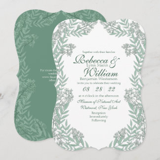 Sage Green Wedding Botanical Kaart