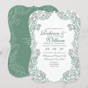 Sage Green Wedding Botanical Kaart