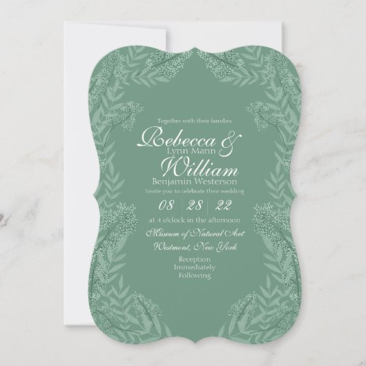 Sage Green Wedding  Botanical Kaart (Voorkant)