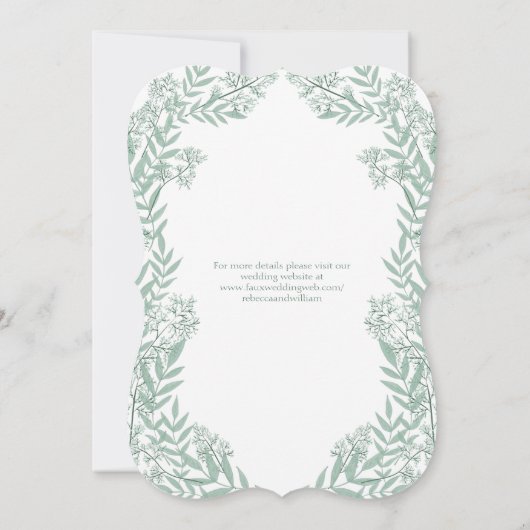 Sage Green Wedding Botanical Kaart (Achterkant)