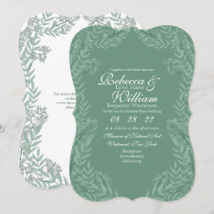 Sage Green Wedding Botanical Kaart