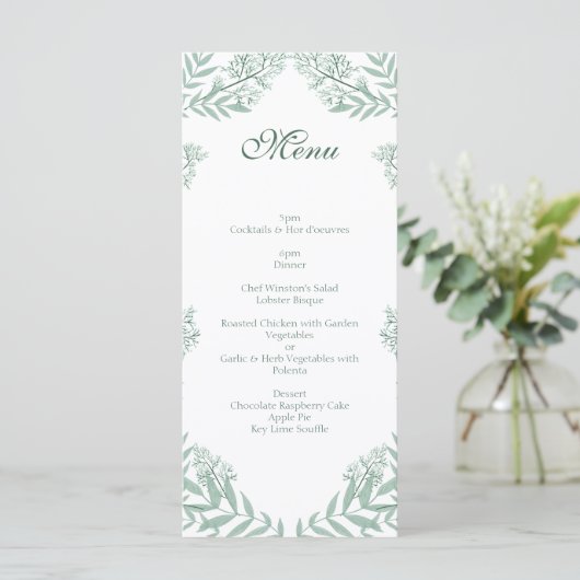 Sage Green Wedding  Botanical Menu (Staand voorkant)