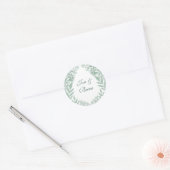 Sage Green Wedding Botanical Ronde Sticker (Envelop)