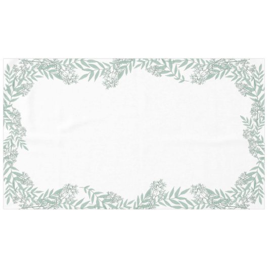 Sage Green Wedding  Botanical Tafelkleed (Voorkant (Horizontaal))