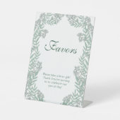 Sage Green Wedding  Botanische Favors Reclamebord Met Voetstuk (Voorkant)