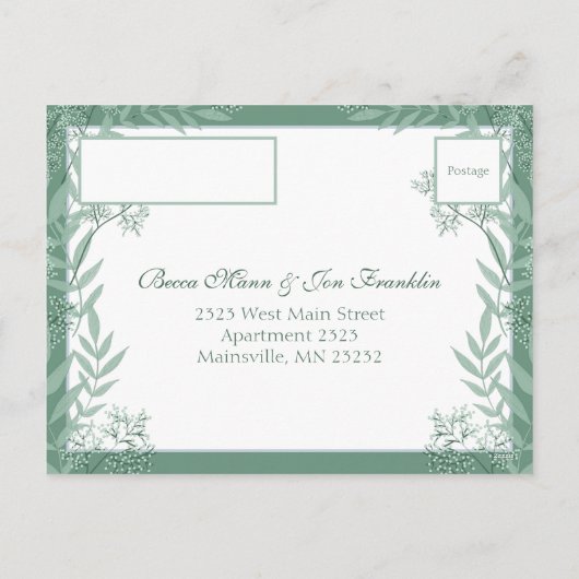 Sage Green Wedding  Briefkaart RSVP (Achterkant)
