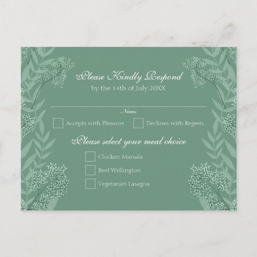 Sage Green Wedding  Briefkaart RSVP (Voorkant)