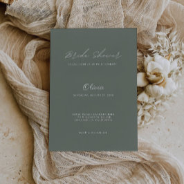 Sage Green Wedding Bruids Douche Uitnodiging