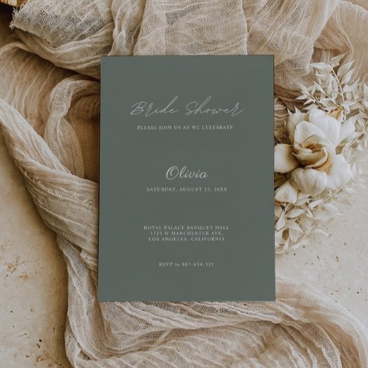 Sage Green Wedding Bruids Douche Uitnodiging