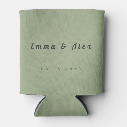 Sage Green Wedding Can Cooler (Voorkant)