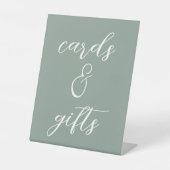 Sage Green Wedding Card en Gift Pedestal Sign Reclamebord Met Voetstuk (Voorkant)