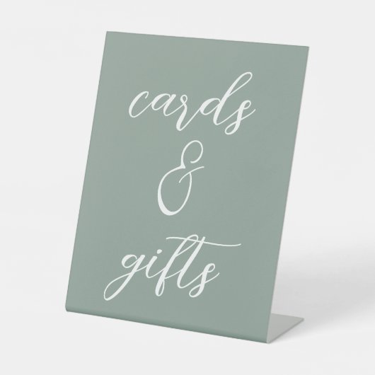 Sage Green Wedding Card en Gift Pedestal Sign Reclamebord Met Voetstuk (Voorkant)