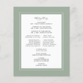 Sage Green Wedding Ceremony Elegant Budget Program (Achterkant)