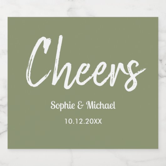 Sage Green Wedding Cheers Elegant Likeurfles Etiket (Enkel label)
