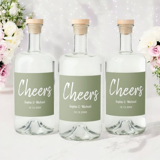 Sage Green Wedding Cheers Elegant Likeurfles Etiket
