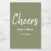 Sage Green Wedding Cheers Minimal Wijn Etiket (Enkel label)