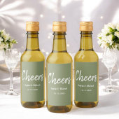 Sage Green Wedding Cheers Minimal Wijn Etiket