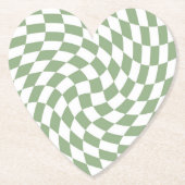 Sage Green Wedding Collectie Check Gecontroleerd Kartonnen Onderzetters (Voorkant)