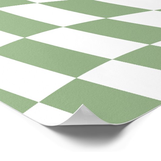 Sage Green Wedding Collectie Check Gecontroleerd Poster (Hoek)