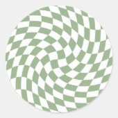 Sage Green Wedding Collectie Check Gecontroleerd Ronde Sticker (Voorkant)