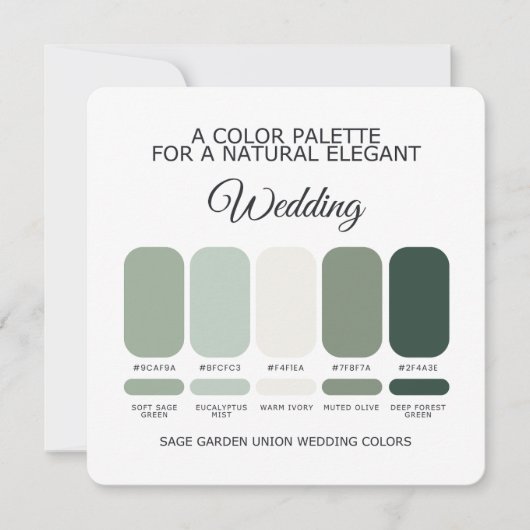 Sage Green Wedding Color Palette Card Kaart (Voorkant)