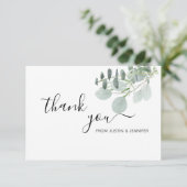 Sage Green Wedding Colors Bedankt kaarten (Staand voorkant)