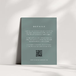 Sage Green Wedding Details Card with QR Code Informatiekaartje