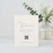 Sage Green Wedding Details Card with QR Code Kaart (Staand voorkant)