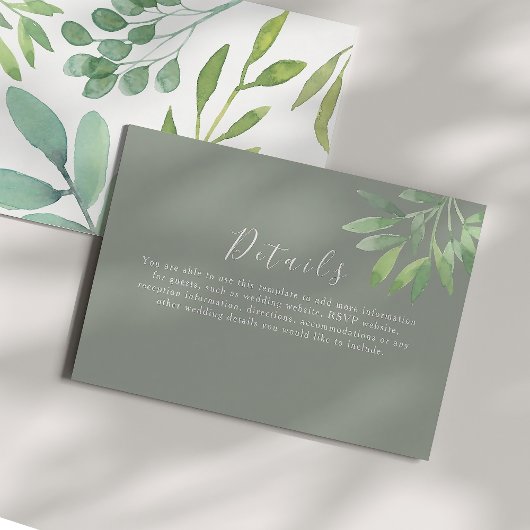 Sage Green Wedding Details Enclosure Card Informatiekaartje