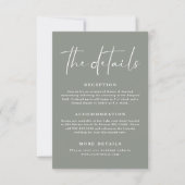 Sage Green Wedding Details Enclosure Card RSVP Kaartje (Voorkant)