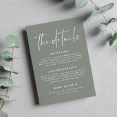 Sage Green Wedding Details Enclosure Card RSVP Kaartje